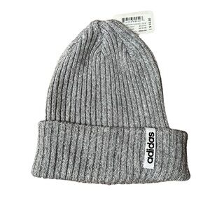 Adidas Women’s Hawthorn Fold Knit Grey White Twist Beanie Hat - One Size
